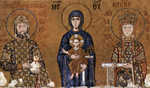 ...John II Comnneus and his wife Empress Irene receiving blessings from the baby Jesus...