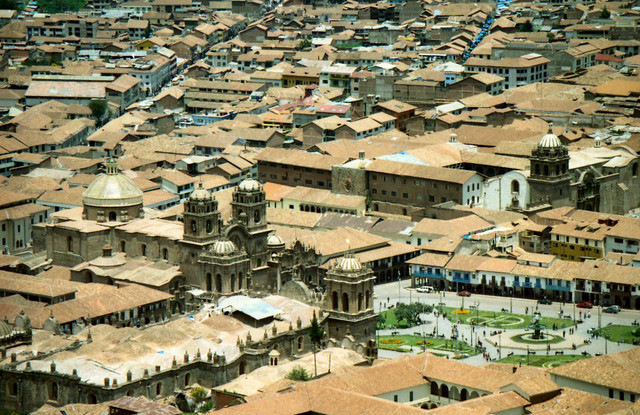 ...the distinctive Cathedral of Cusco in the Plaza de Armas...